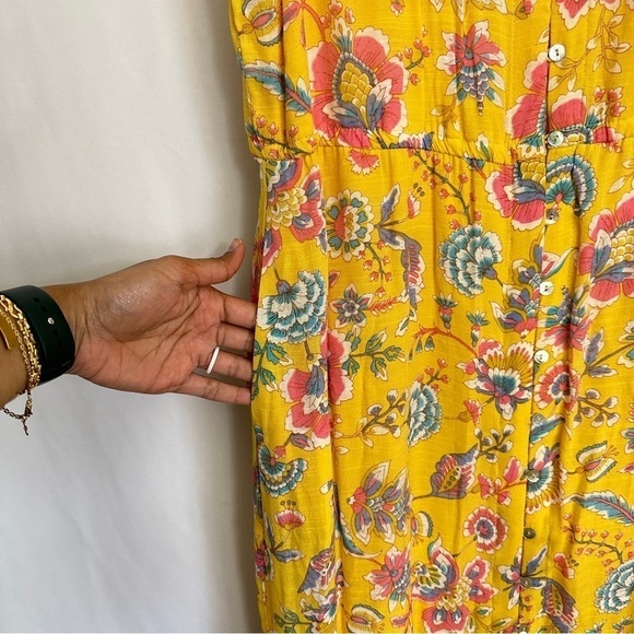 NWT Nanette Lepore Women's Sleeveless Yellow Floral Tiered Midi SunDress sz 14 - Picture 8 of 15